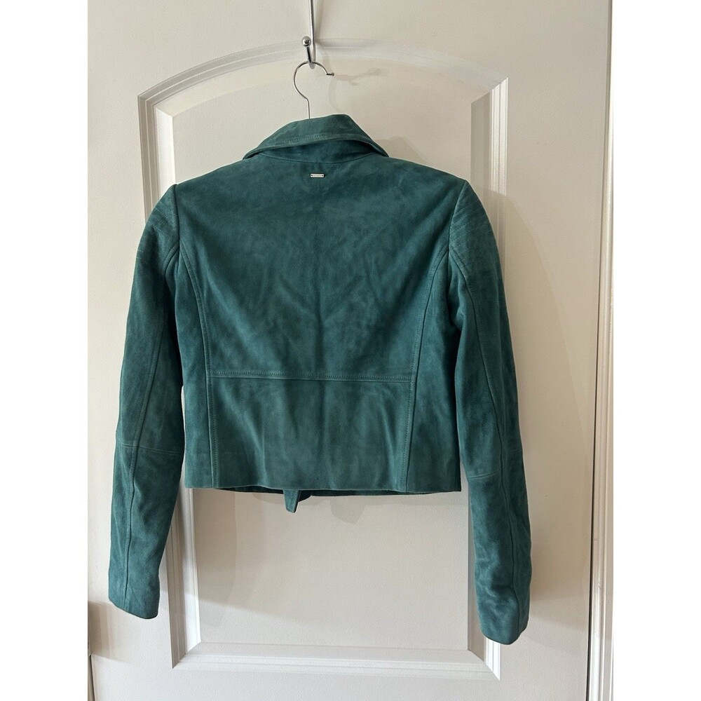 IKKS Women’s Size Small Green Suede Moto Jacket EUC - Picture 8 of 9